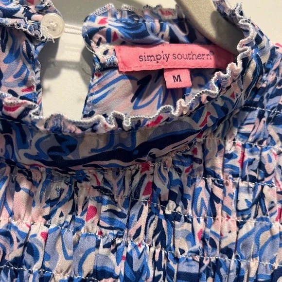 Simply Southern Tropical Leaf pink and blue Women's Dress Size: M - Picture 5 of 5